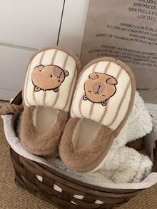 XIXITIAO Cute Closed-Toe Capybara Slippers, Soft Warm Cozy House Slippers - Light Brown - View 12