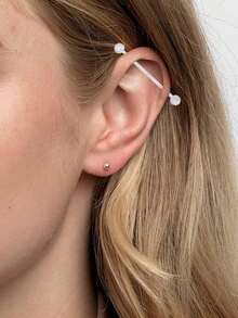 36Pcs/Set Clear Piercing Jewelry Plastic Earrings Nose Rings Studs Septum Belly Button Ring Piercing Retainers For Surgery Work Sports Back To School - Clear - View 4