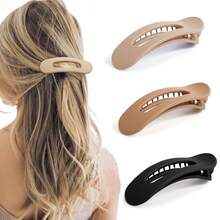 3pcs Large Flat Alligator Hair Clips, Matte Strong Grip Non-Slip Hair Clips, Designed For Thick Hair With Neutral Tones, Suitable For Women's Daily Wear, Skincare And Makeup - Multi-color - View 4