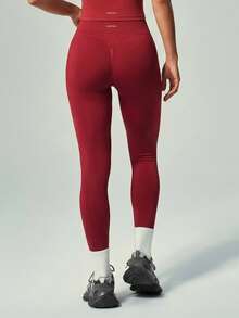 UONNOU 2Pcs High Waist Peach Butt Lifting Ribbed Seamless Workout Shorts & Leggings Active Set - Red - View 8