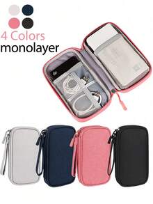 1pc Portable Digital Cable Organizer Bag, Multi-Layer Partitioned Charger & Data Cable Storage Pouch, Thick Shock-Absorbing Fabric Effectively Protects Power Bank, Earphones, Hard Drive And Other Electronic Devices, Scientific Partition Design Say Goodbye To Cable Tangling, Suitable For Commuting, Travel And College Dorm Storage, Back To School And Business Travel Essential, Keep Digital Accessories Organized And Ready For Use,Back To School - Multicolor - View 2