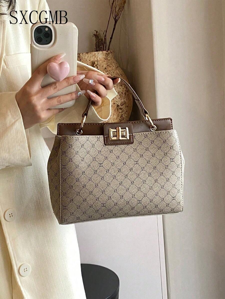 2025复古风定制印花防刮手提包,女士适用,是节日和中年妈妈的理想礼物。大容量满足日常出行和购物需求,可肩背或手提。 - 彩色 - 查看 1