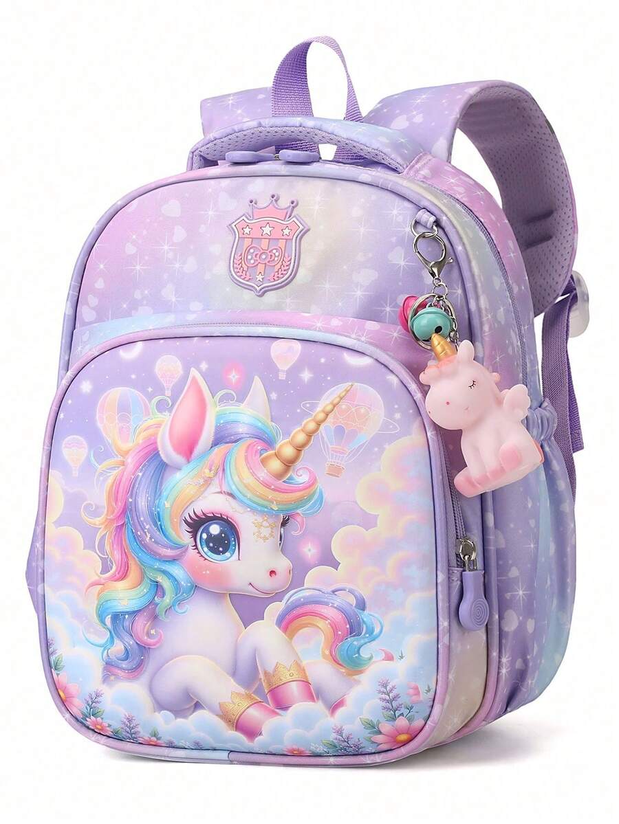 Cute Printed Backpack New Cartoon Pony Unicorn School Bag Fashion Student Bag - Purple - View 1
