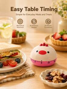 1pc Mechanical Kitchen Timer, No Battery, Colorful Animal Face Design And Dome-Shaped Body. Manually Rotatable ABS Timer Has A 55-Minute Countdown Function, Making It Ideal For Use In The Kitchen, For Studying, And For Back-To-School Season. - Multicolor - View 4