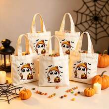 1/5/10pcs Cute Pumpkin Ghost Skeleton Bat Spider Black Cat Little Devil Lantern Pattern Halloween Theme Reusable Fabric Tote Shopping Bags Trick Or Treat Bags, Small Batch Multi-Piece Set Trick Or Treat Bags Storage Bags, Essential Halloween Shopping Gift Packaging Bags, Suitable For Christmas Decoration Indoor Outdoor Yard Garden Lawn Entrance Small Gifts, Essential Halloween Party Small Gift Storage Bags Gift Bags - Multicolor - View 20
