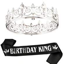 2pcs Birthday King Crown And Sash, Unisex Royal King Crown, Suitable For Party Decoration, Ball, Birthday Gift, Men's Pageant Crown, Christmas,Halloween - Multicolor - View 16