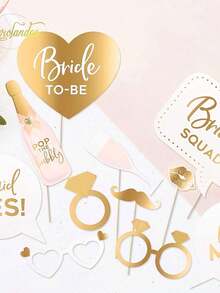 Wedding Party Photo Booth Props Kit, Bride To Be Photo Booth For Wedding Bridal Shower Party Favor Supplies Pose Sign Dress Up Fun Accessories - View 4