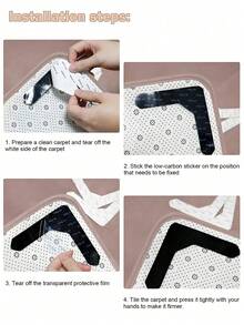 1pc 20pcs 40pcs Black Carpet Non-Slip Grip Pads, Rug Mat Anti-Slip Fixer, Bed Sheet Anti-Slip Fixing Pad, Reusable Rubber Pad, Suitable For Carpet, Bed Sheet, Wooden Floor - Black - View 9