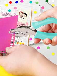 Macaron Color Manual Hole Puncher, Suitable For Paper And Cardstock Metal Binding, 6mm Hole Diameter, Suitable For Office Supplies, No Battery Required - Multicolor - View 4