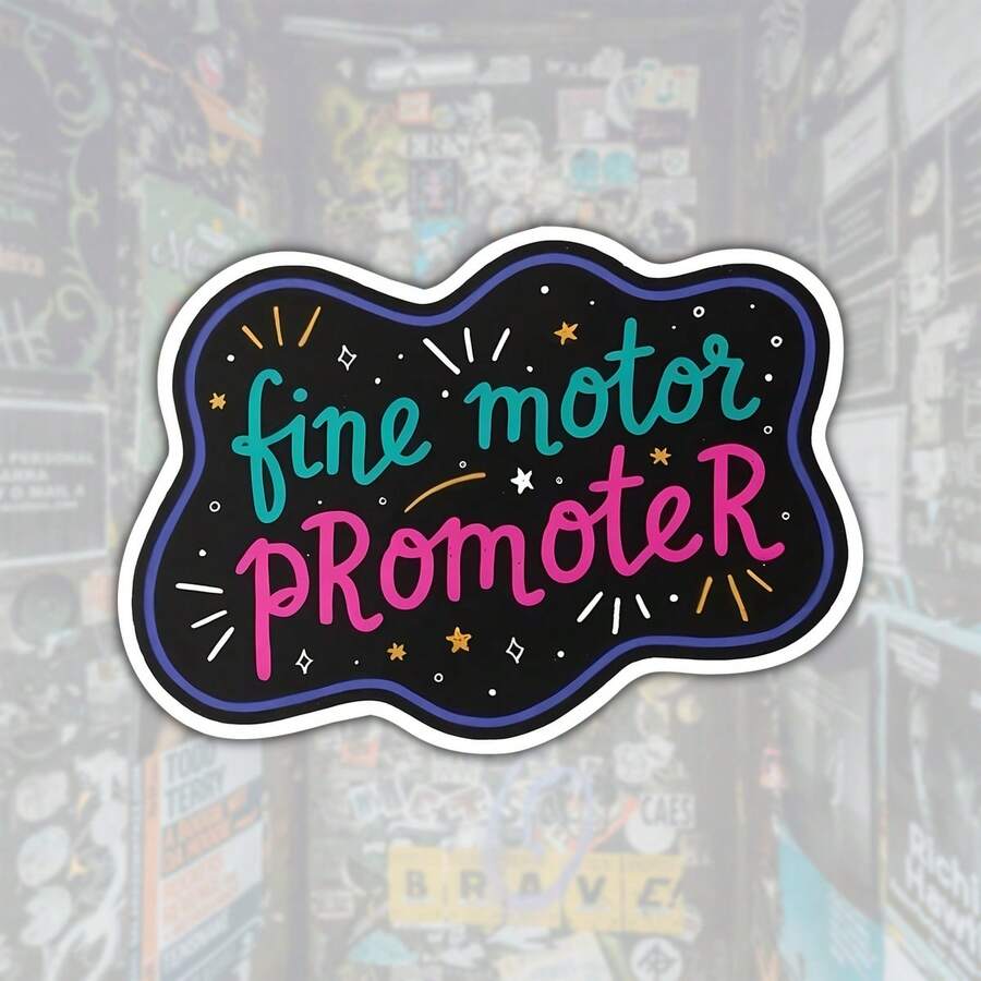 1PC-3Inches Fine Motor Promoter Cute Occupational Sticker, Skill Building Encouragement Design For Laptops, Notebooks, Water Bottles, Cups, Journals, Lockers, Perfect Gift For Preschool Teachers, Students, Educators, Creatives, And Learning - Multicolor - View 1