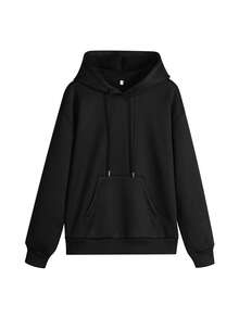 1-Piece Women's Hoodie: Cotton-Polyester Blend, Exquisite Print, Suitable For Outdoor Use In Autumn & Winter Commuting - 黑色 - 查看 4