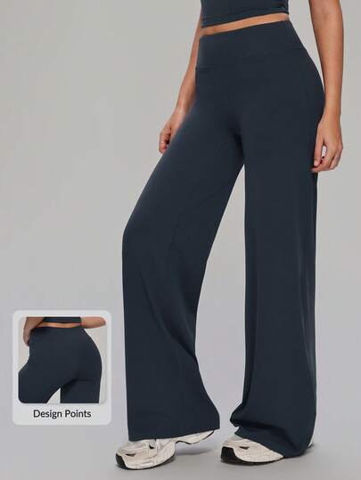 MASKERT Women's Barre Shaping Pilates Yoga Wide Leg Pants Body Training Workout Trousers Travel Airport Outfit Commuting Casual Pants