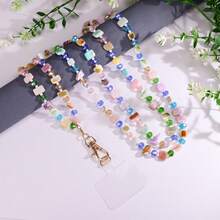 1pc Bohemian Beaded Crossbody Phone Lanyard With Phone Pad, Colorful Crystal Stone Long Phone Chain With Metal Buckle, Universal Anti-Loss Phone Case Shoulder Strap, Multi-Color Handmade Phone Bead Chain, Wallet, Women's Gift - Multicolor - View 8