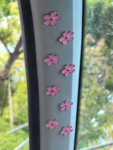 8pcs Car Interior Decor Metal Flower Rearview Mirror Console Accessories Small Flower Car Interior Rearview Mirror Center Console Panel Decoration Car Accessories Car Accessories Duck Car Rearview Mirror Hanging Accessories - A - View 8