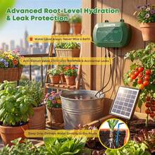 Rotatable Solar Panel Automatic Drip Irrigation Kit 12 Timed Watering Modes With Low Water Alert For Summer Vacation Garden And Balcony Plant Care - A - View 7