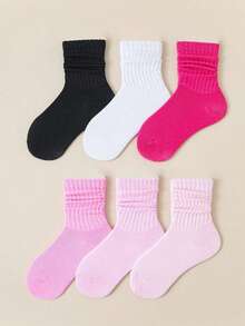 6 Pairs Women's Slouch Socks/Loose Socks, Boot Socks, Affordable Y2K Style Cute Sporty Accessory Gift, Unisex, Women's Socks, Gift (Optional 1/3/6 Pairs), Pink - Set a - View 3