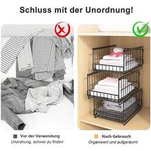 3-teiliger stapelbarer Kleiderschrank-Organizer, Schubladen-Organizer, Schubladen-Organisationssystem, faltbarer Schrank für Zuhause und Küche, Weiß MZWS - Schwarz - Übersicht 5