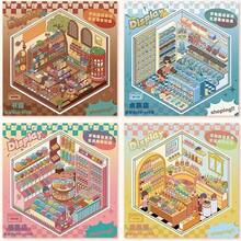 1.0-5.0 多版本超市商店迷你場景收藏:升級版附輔助定位線、分格收納貼紙、免裁剪,DIY迷你商店紓壓展示手帳裝飾貼紙收藏 - 多款式 - 查看 11