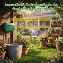 Rotatable Solar Panel Automatic Drip Irrigation Kit 12 Timed Watering Modes With Low Water Alert For Summer Vacation Garden And Balcony Plant Care - A - View 3