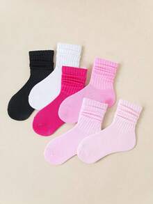 6 Pairs Women's Slouch Socks/Loose Socks, Boot Socks, Affordable Y2K Style Cute Sporty Accessory Gift, Unisex, Women's Socks, Gift (Optional 1/3/6 Pairs), Pink - Set a - View 2