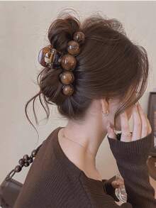1pc Elegant Minimalist Large Pearl Hair Clip, Suitable For Party, Travel, Outfit Matching, Hairstyle Decoration, Wedding, Gathering And Daily Wear - Multicolor - View 3