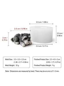 迷你雪納瑞幼犬造型矽膠模具，鬥牛犬手工蠟燭製作工具，柔軟易脫模石膏樹脂肥皂矽膠模，家居裝飾，派對禮物 - 狗狗模具 - 查看 14
