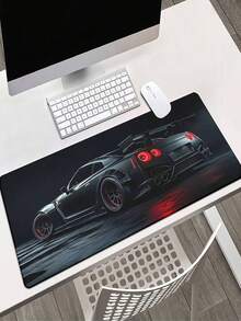 4 Sizes Matte Black Modified Sports Car Large Gaming Mouse Pad, Smooth Fabric Non-Slip Rubber Base Waterproof Stain Resistant Precision Stitched Edge Desk Mat For Laptop PC Office Game - View 5