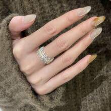 1pc Vintage Niche Design Fashion Exquisite Luxury Elegant High-End Cubic Zirconia Galaxy Open Ring, Suitable For Women's Daily Wear - Silver - View 6