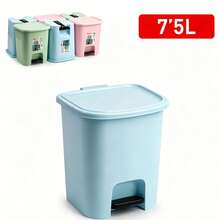 18L Large-Capacity Pedal Trash Can With Sealed Lid For Odor Prevention, Made Of Thickened Durable Plastic, Suitable For Home Kitchens, Bathrooms And Living Rooms; Step-To-Open Design Keeps Hands Clean - Multicolor - View 8