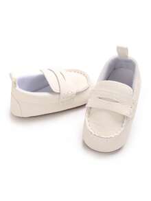 Sepatu Bayi Putih untuk Pra-Berjalan, Lapisan Dalam yang Bernapas dan Menutupi Seluruh Bagian, Sol Lembut Anti Selip, Sepatu Belajar Berjalan untuk Bayi Baru Lahir di Dalam Ruangan dengan Penurun Tumit Anti Selip - Putih - View 4