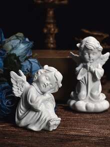 1pc Contemplative Angel Design Home Decor Resin Material, Meditation Angel Statue Craft - Perfect Gift For Birthday, Graduation, Suitable For Indoor And Outdoor Decoration, Prayer Room, Garden, Home And Office - Spiritual Gift Creative - 1PC - View 9