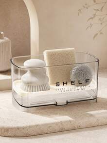 1pc Transparent Self-Draining Sink Organizer Rack With Detachable Tray Sponge Holder, Suitable For Kitchen Countertop, Used For Storing Sponges, Brushes, Scrubbers, Soap And Other Kitchen Sink Accessories, Bathroom Accessories - A - View 6