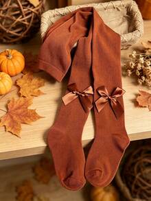 4/1pc Girl's/Girls' Autumn/Winter Snug Fit Leggings, Retro Maillard Color Palette Sweet & Cute Girls' Tights, Suitable For Daily Wear - Multicolor - View 5