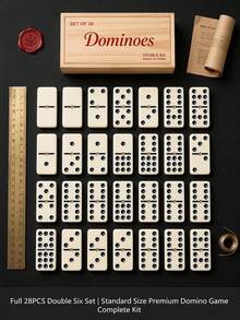 BANAIRE Vintage Natural Wooden Rectangular Dominoes Storage Box, 28-Piece Double Six Dominoes Set, Smooth Resin Material, Educational Strategy Tabletop Game, Suitable For Family Gatherings, Christmas And Birthday Gifts - Multicolor - View 12