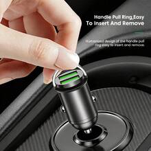200W(Max) Mini USB Pull Ring Car Charger Fast Charging Dual USB Ports Phone Charger Compatible With Iphone Cigarette Socket Lighter Quick Charger 3.0 In Car,Car Accessories / Essential Charging Accessories For School / Mobile Phone Charging Accessories - one-size - View 7