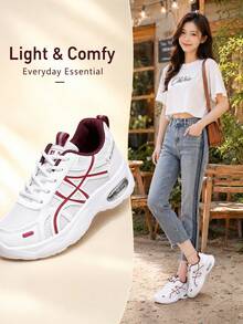 2026 New Arrival Women's Sporty Chunky Running Shoes, Lightweight Breathable Mesh Athletic Sneakers For Gym & Hiking - Red - View 5