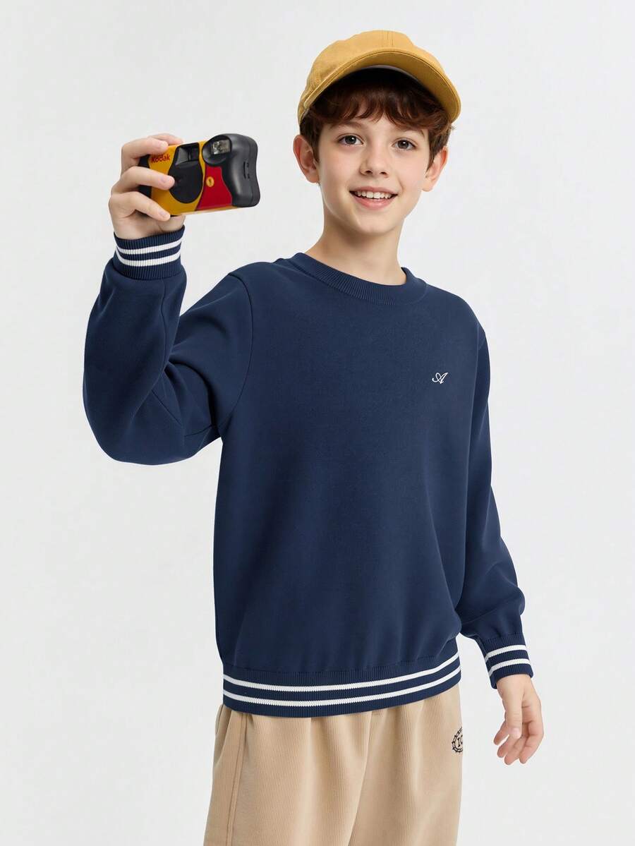 Balabala Kids Knit Sweater Soft Pullover Basic Top Comfortable Autumn Winter Layering Wear For Boys Girls - Black and White - View 1