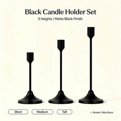 3Pcs Simple Metal Candlesticks, Home-Style Desktop Candlest…