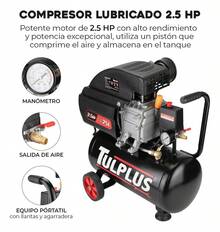 Compresor De Aire Eléctrico Lubricado 2.5hp 25 Litros 115psi 1875w Alta Potencia Compacto Portátil Adir 3830 - Tipo de Enchufe B USA (110-127V) - Ver 4