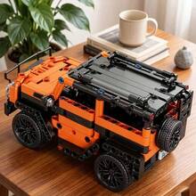 1套橘色越野車積木，高科技SUV模型套件，DIY汽車積木組，適合桌面展示、居家辦公室裝飾，青少年與14歲以上成人的生日、新年、情人節禮物 - 彩色 - 查看 1