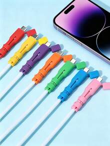 USB-C Cable Breakage Protection Sleeve, Flexible Charging Data Cable Protector, Suitable For Phones, Tablets, Laptops And All USB-C Devices - Multicolor - View 1