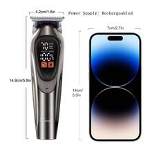Hatteker 1pc USB Rechargeable Digital Display Electric Hair Clipper, Multi-Speed Adjustable Hair Trimmer For Men, Carving & Styling - View 2