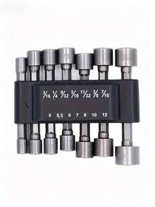 Set Adaptor Soket Heksagonal 1/4" 14 buah, Kit Mata Bor Kunci Mur Elektrik Metrik 5-12mm & Imperial 3/16"-7/16", Kompatibel dengan Mata Bor Soket Heksagonal Bor Listrik dan Obeng Impak, Set Alat Manual untuk Perbaikan Rumah, Otomotif, dan Pelepasan Pengencang Mekanik - set 14 buah - View 11