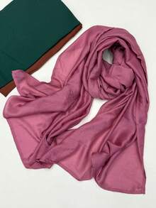 1 pieza Pañuelo musulmán de borde ancho de doble cara, casual, cómodo, versátil, de unicolor, delgado, transpirable, suave, para uso diario, vacaciones y viajes, envoltura para la cabeza, primavera y verano, nuevo pañuelo para mujer - Multicolor - Ver 25