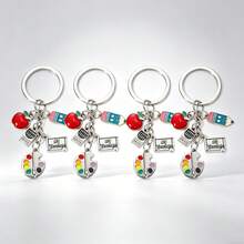 1pc/Multi-Pack Unisex Creative Paint Brush Palette Apple Keychain Pendant, Teacher's Day Graduation Season Gift, Commemorative Backpack Charm Keychain - Multicolor - View 10