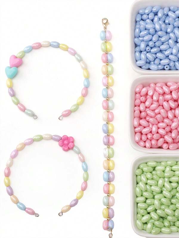 1pc 10g Approx. 50pcs Glass Solid Color Cream Lacquered Spindle Beads Loose Beads Handmade DIY Accessories For Beaded Bracelets, Necklaces, Jewelry Decoration