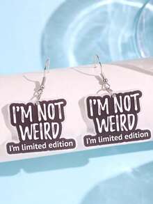 1對獨特搞怪趣味精緻勵志優雅標語「I'M NOT WEIRD I'm Limited Edition」壓克力耳環 女款日常配戴飾品 - 彩色 - 查看 6