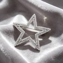 1pc Hollow Five-Point Star Brooch, Elegant Brooch Pin, Versatile Clothing Accessory - Silver - View 8