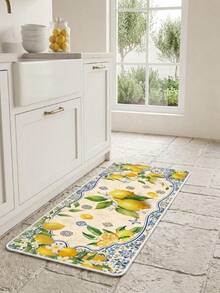 1件檸檬圖案天鵝絨地毯，柔軟長毛地毯，家居裝飾，房間裝飾，家居用品，門墊，客廳地毯，廚房墊，臥室裝飾，浴室墊，易於清潔 - 檸檬 - 查看 3