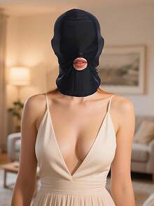 2pcs Sexy Unisex Full Face Open Mask Half Face Blindfold Actor Role Play Fetish Mask Halloween Cosplay Costume, Unisex - Multicolor - View 3